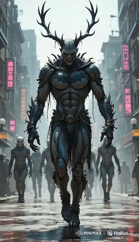 Mysterious Armored Figures March Through Foggy Neon Streets – AI Generated Video | Hailuo AI