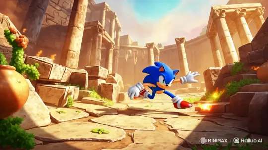 Sonic the Hedgehog in Ancient Ruins: A Dynamic Journey – AI Generated Video | Hailuo AI