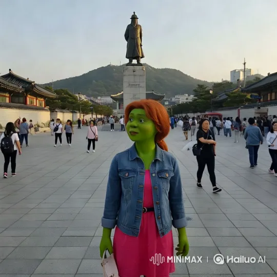 Princess Fiona Stands Out in Gwanghwamun Square – AI Generated Video | Hailuo AI