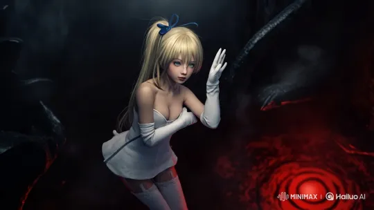 Mysterious Blonde Woman in Dark Aesthetic Setting – AI Generated Video | Hailuo AI
