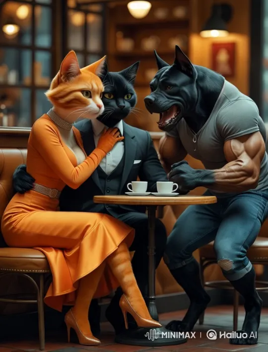 Animals in Café Argue Over Love Interest – AI Generated Video | Hailuo AI