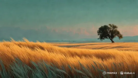 Dusk Over Wheat Fields with Silhouetted Tree – AI Generated Video | Hailuo AI