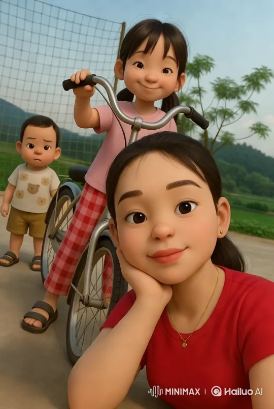 Family Moment: Mother, Daughter, and Son in Serene Setting – AI Generated Video | Hailuo AI