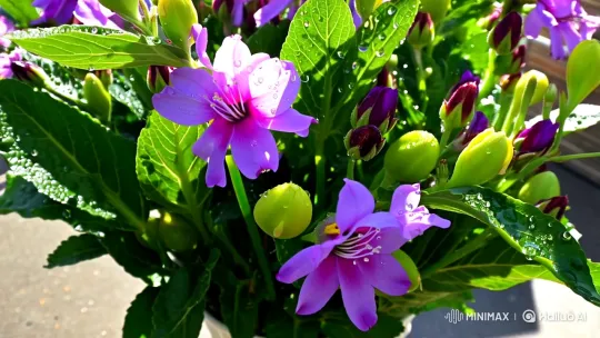 Vibrant Bellflowers Glisten in Detailed Cinematic Close-Up – AI Generated Video | Hailuo AI