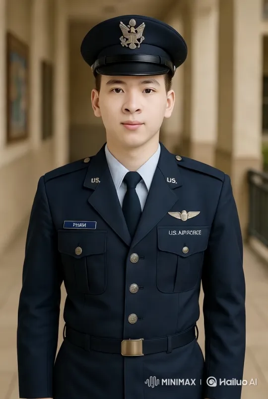 U.S. Air Force Officer in Formal Uniform Display – AI Generated Video | Hailuo AI