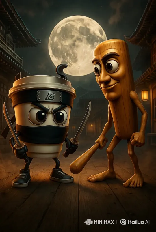 Japanese Village Moonlit Sword vs. Mace Duel – AI Generated Video | Hailuo AI