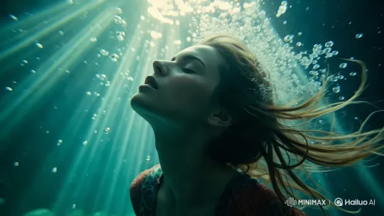 Woman Swims Gracefully, Vomits Chili Sauce Underwater – AI Generated Video | Hailuo AI