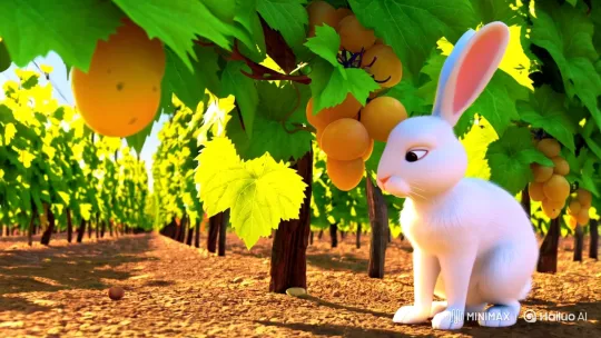 Cute Bunny Escapes Angry Farmer in Vineyard Chase – AI Generated Video | Hailuo AI