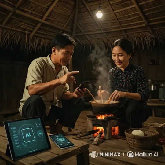Modern Tech Meets Tradition in Rustic Eatery – AI Generated Video | Hailuo AI