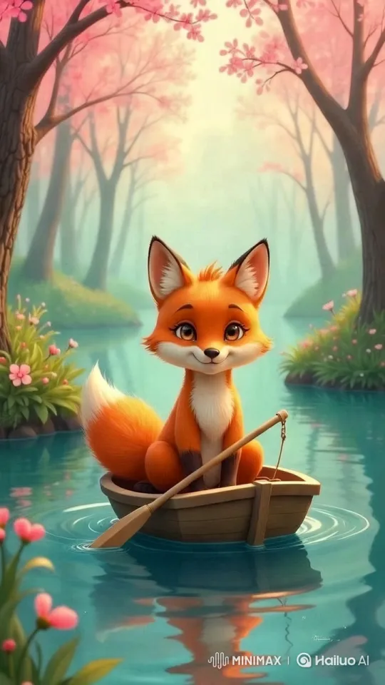 Fox Rows Through Blossoming Tranquility – AI Generated Video | Hailuo AI