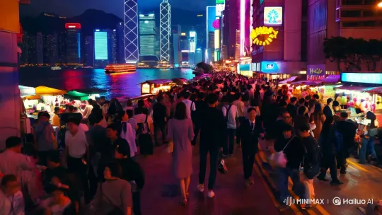 Hong Kong's Neon Nights: A Couple's Intimate Stroll – AI Generated Video | Hailuo AI