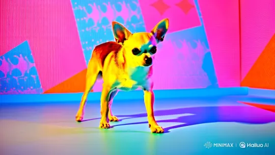 Chihuahua Poses in Andy Warhol-Inspired Pop Art Scene – AI Generated Video | Hailuo AI