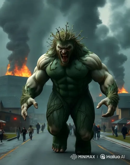 Titantic Figure Walks Through Chaotic Inferno – AI Generated Video | Hailuo AI