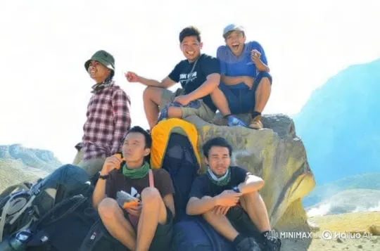 Hikers Resting on Mountain with Dynamic Camera Work – AI Generated Video | Hailuo AI