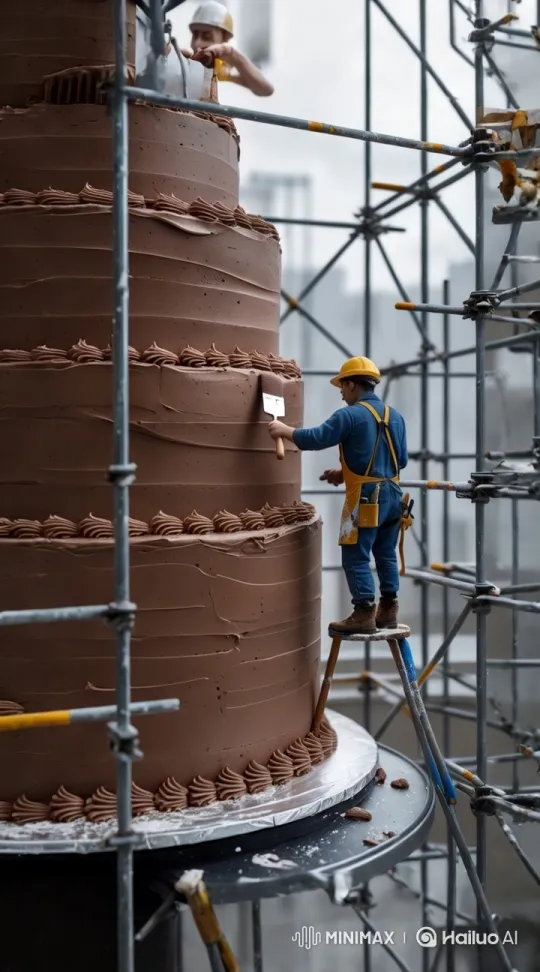 Craftsman Decorates Giant Chocolate Cake – AI Generated Video | Hailuo AI