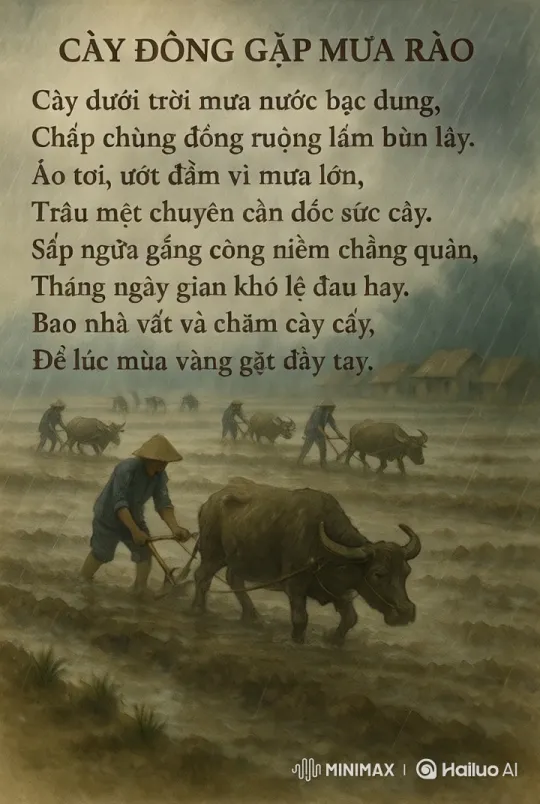 Farmer and Buffalo toil in Rainy Field – AI Generated Video | Hailuo AI