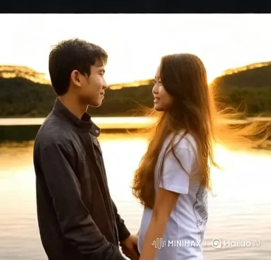 Romantic Couple's Farewell by Serene Lake at Sunset – AI Generated Video | Hailuo AI