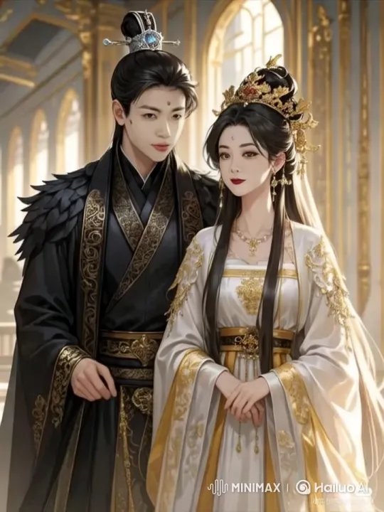 Couple Embraces in Grand Hall with Ornate Attire – AI Generated Video | Hailuo AI