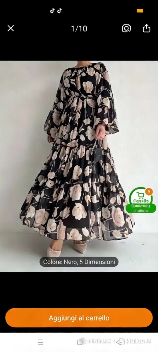 Elegant Black Floral Dress Showcase – AI Generated Video | Hailuo AI