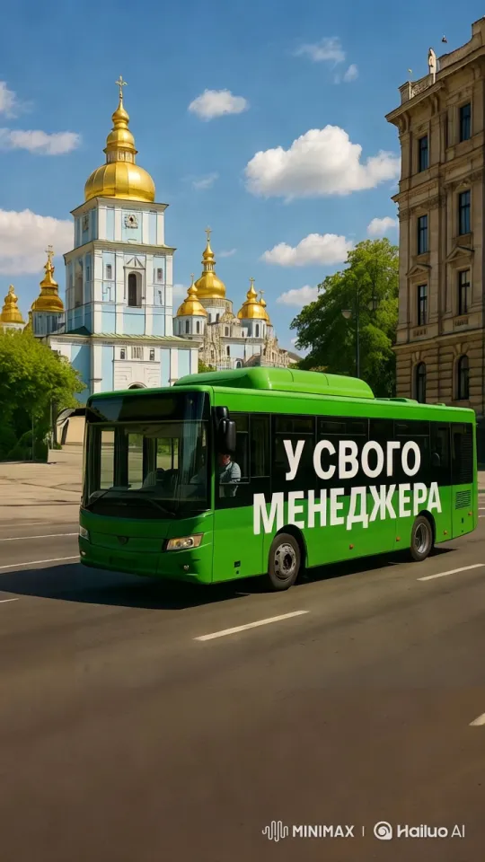 Stunning City Bus Drive Past Historic Building – AI Generated Video | Hailuo AI