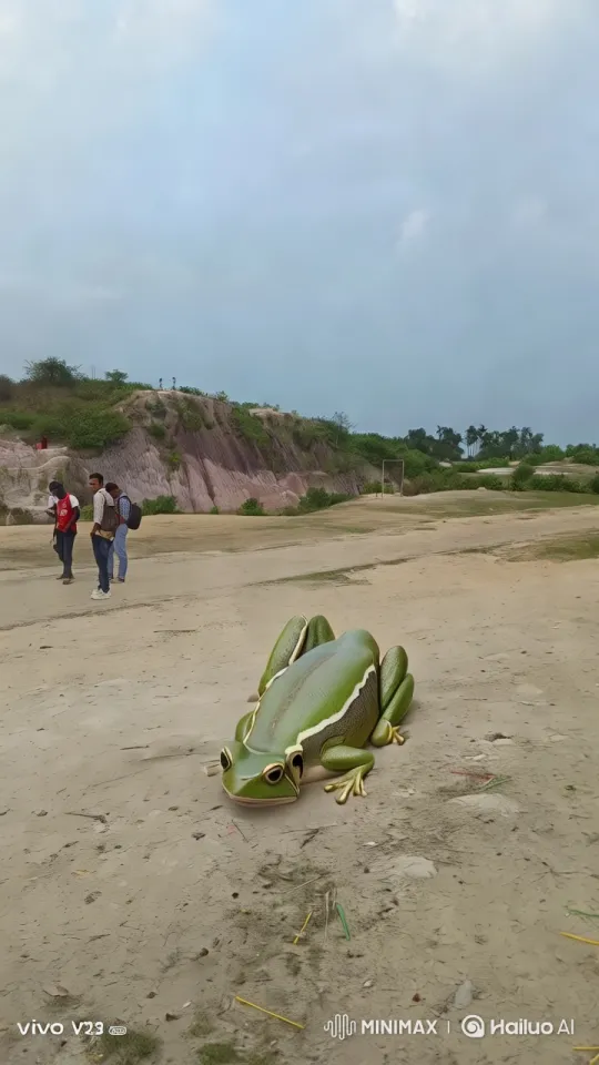 Green Frog Leaps Gracefully in Natural Landscape – AI Generated Video | Hailuo AI