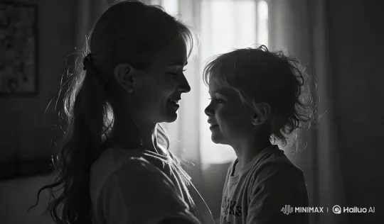 Intimate Mother-Child Embrace in Soft Light – AI Generated Video | Hailuo AI