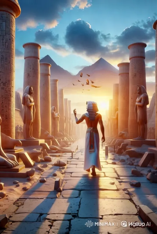 Pharaoh Walks Through Enchanted Egyptian Monuments – AI Generated Video | Hailuo AI