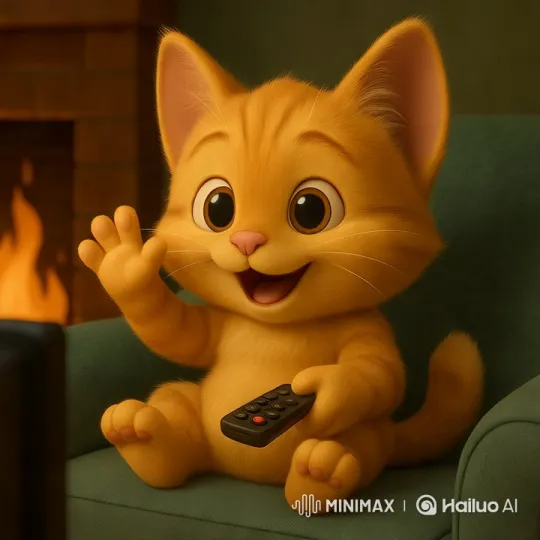 Animated Orange Kitten in Cozy Living Room Setting – AI Generated Video | Hailuo AI