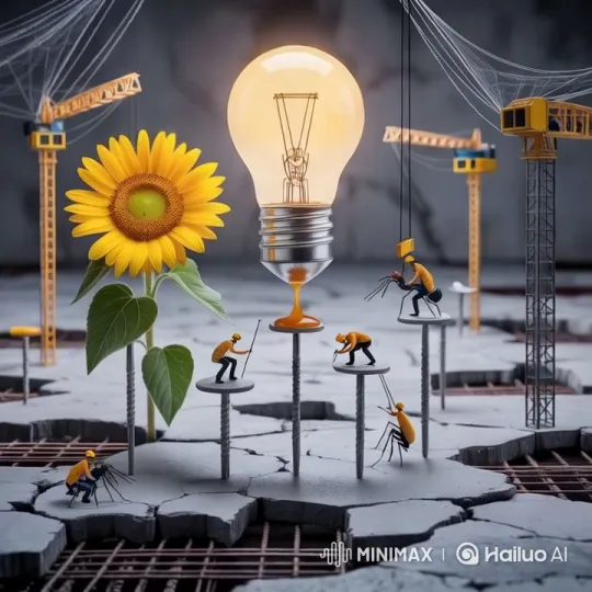 Miniature Workers in Surreal Industrial Landscape – AI Generated Video | Hailuo AI