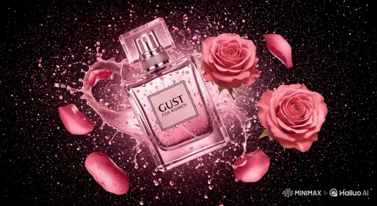 Luxurious 'GUST FOR WOMEN' Perfume Display – AI Generated Video | Hailuo AI