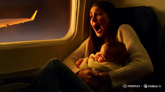 Woman Screams in Terror as Flames Engulf Airliner Wing – AI Generated Video | Hailuo AI