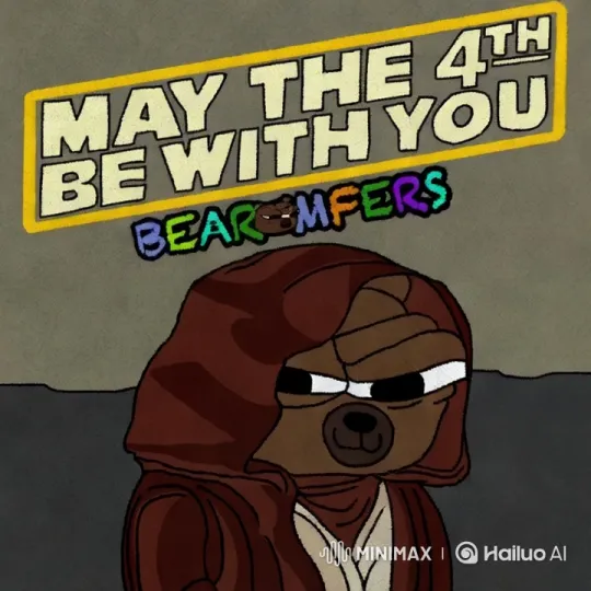 Bear in Jedi Robe Wields Lightsaber on 'May the 4th' – AI Generated Video | Hailuo AI