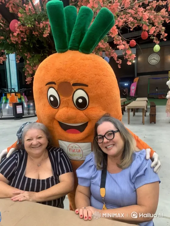 Festive Celebration with Plush Carrot Mascot and Cheerful Women – AI Generated Video | Hailuo AI