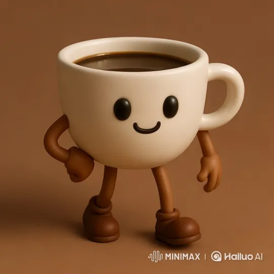 Animated Coffee Cup Character in Live2D Delights with Joyful Moves – AI Generated Video | Hailuo AI
