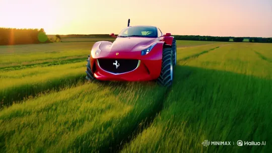 Ferrari-Like John Deere Tractor in Golden Field Setting – AI Generated Video | Hailuo AI