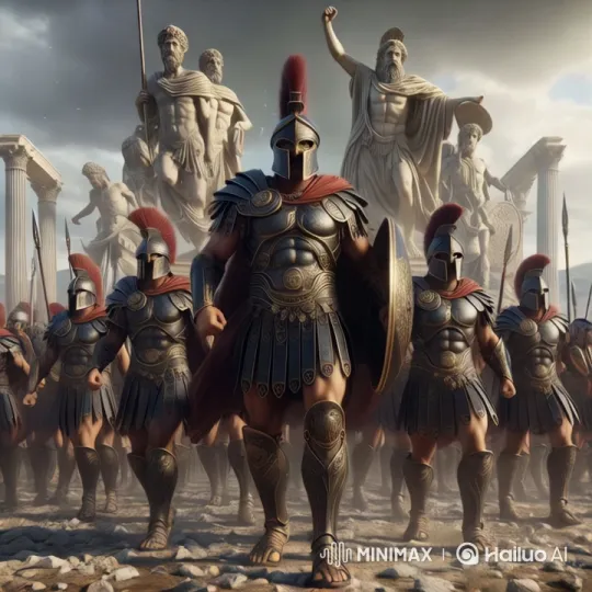 Ancient Thracian Warriors Before Dionysus Statue – AI Generated Video | Hailuo AI