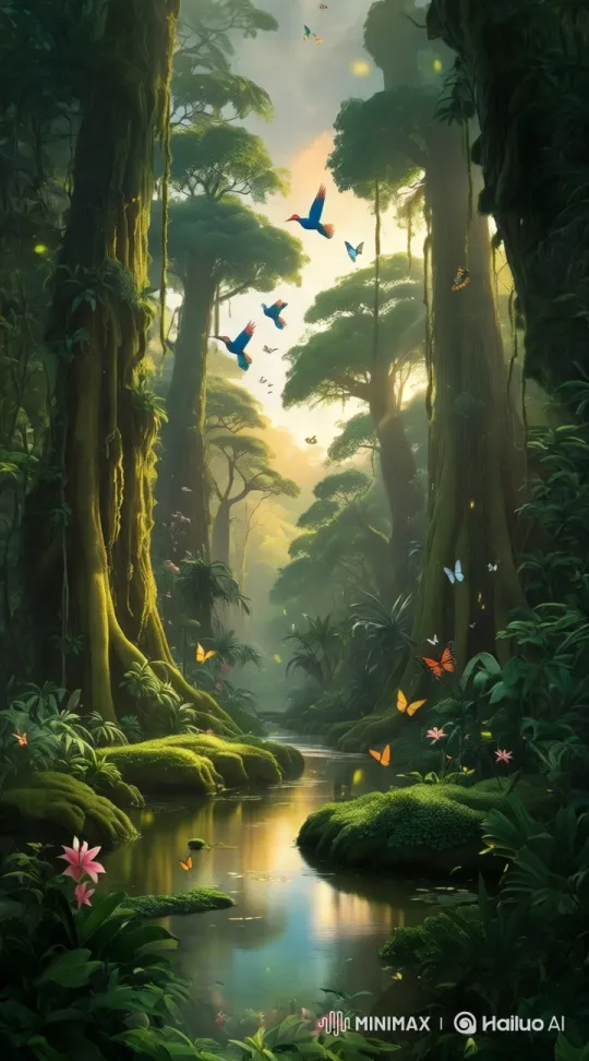 Vibrant Rainforest: Nature's Tranquil Beauty – AI Generated Video | Hailuo AI