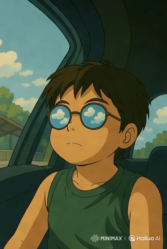 Tranquil Drive: Boy in Car Amidst Scenic Nature – AI Generated Video | Hailuo AI