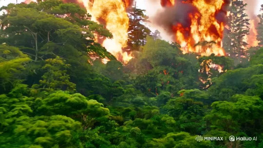 Forest Fire: Nature's Struggle and Unity Amidst Destruction – AI Generated Video | Hailuo AI