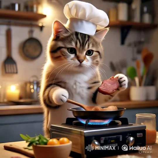 Culinary Cat Chef in Cozy Kitchen – AI Generated Video | Hailuo AI