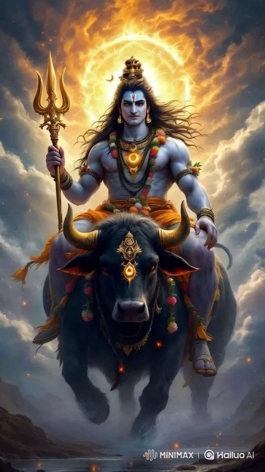 Mahadev on Nandi: Celestial Journey with Divine Aura – AI Generated Video | Hailuo AI