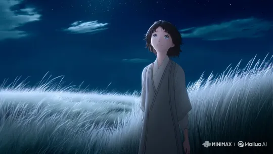Isolated Anime Character in Serene Moonlit Night – AI Generated Video | Hailuo AI