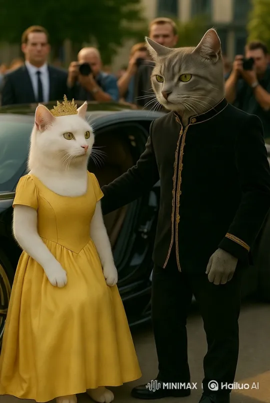 Royal Feline Couple Celebrates in Luxury – AI Generated Video | Hailuo AI