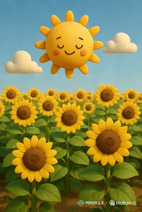 Sunflower Field Sways Under Animated Sun – AI Generated Video | Hailuo AI