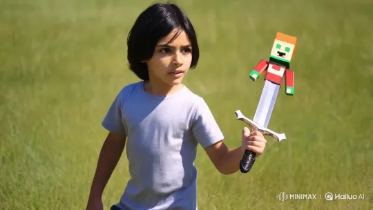 Boy with Sword Marches Through Sunlit Field – AI Generated Video | Hailuo AI