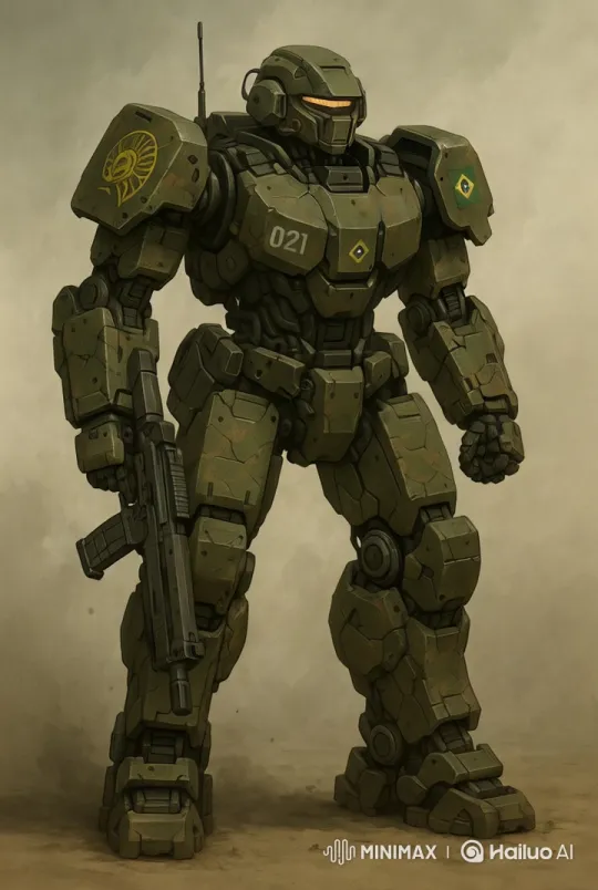 Brazilian Mech in Dynamic Combat Stance – AI Generated Video | Hailuo AI