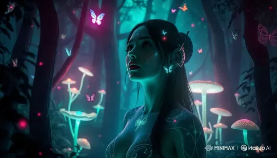 Cyber Woman Dance in Surreal Virtual Forest – AI Generated Video | Hailuo AI
