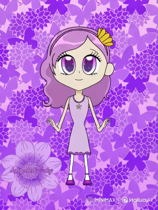 Joyful Cartoon Girl Celebrates Mother's Day with Flowers – AI Generated Video | Hailuo AI