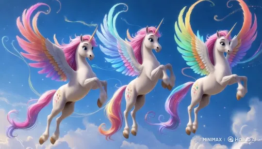 Magical Pegasus Dance in Enchanting Sky – AI Generated Video | Hailuo AI