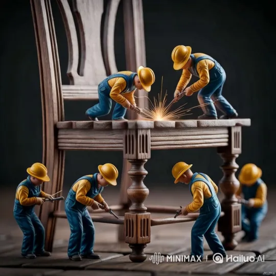 Miniature Craftsmen Building a Chair with Precision – AI Generated Video | Hailuo AI